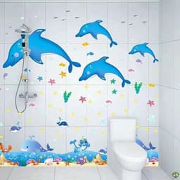 image-Cartoon Stickers Bathroom Tile Wall Waterproof Fish Tank Decoration