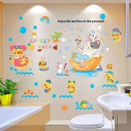 image-Cartoon Stickers Bathroom Tile Wall Waterproof Fish Tank Decoration