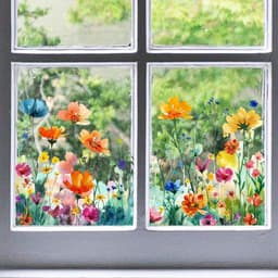 image-Flowers, Plants And Flowers Combination Glass Paster Decorative Sticker