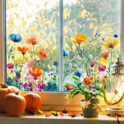 image-Flowers, Plants And Flowers Combination Glass Paster Decorative Sticker