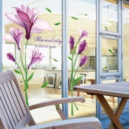 image-Wall Sticker Purple Flower Self-adhesive Romantic TV Wall Decoration Removable