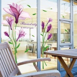 image-Wall Sticker Purple Flower Self-adhesive Romantic TV Wall Decoration Removable