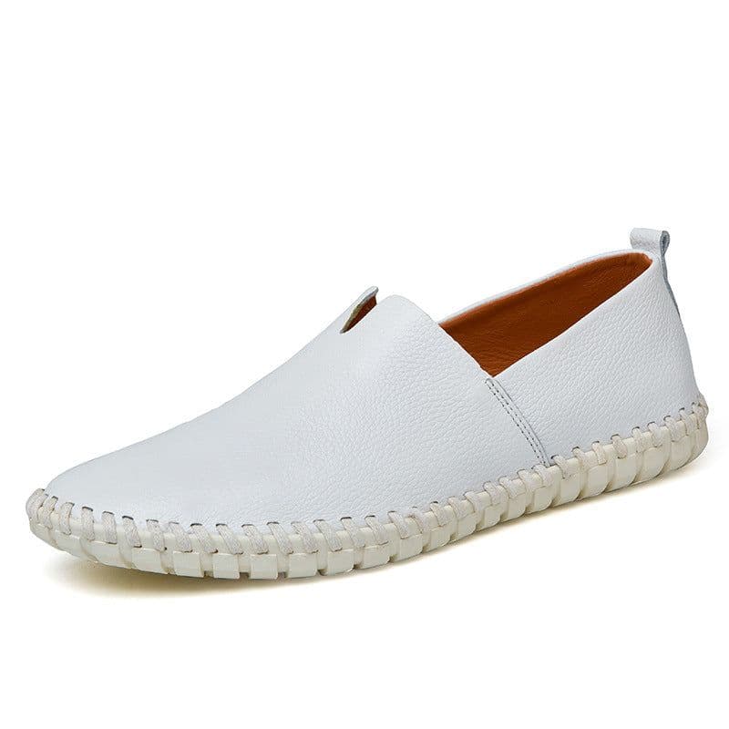 image-Men's Leather Slip-On Shoes - Brown Casual Driver