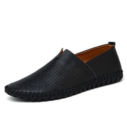 image-Men's Leather Slip-On Shoes - Brown Casual Driver