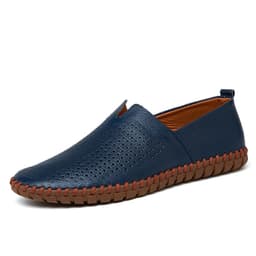 image-Men's Leather Slip-On Shoes - Brown Casual Driver