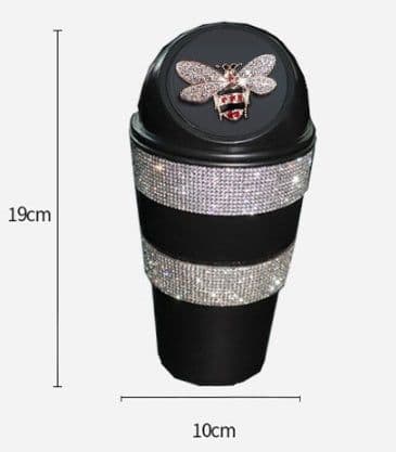 image-Car Trash Can Creative Swan Diamond Car Multi-function Storage Bucket Car Door Slot Water Cup Storage Bucket