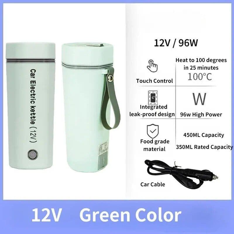 image-12V Car Kettle Water Boiler Integrated Leak-proof Design Safety Valve 96W High Power Fast Heating Portable Electric Cup