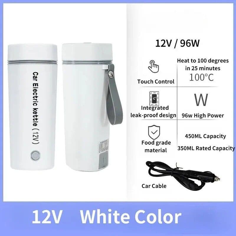 image-12V Car Kettle Water Boiler Integrated Leak-proof Design Safety Valve 96W High Power Fast Heating Portable Electric Cup