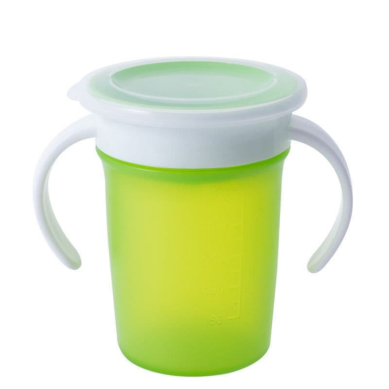 image-Leak Proof Silicone Baby Drinking Cup 360 Degree Rotating Magic Child Water Bottle With Double Handle Flip Lid Copos