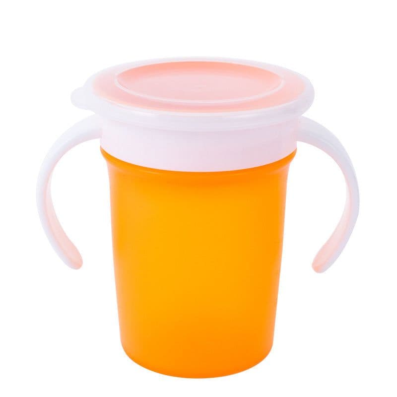 image-Leak Proof Silicone Baby Drinking Cup 360 Degree Rotating Magic Child Water Bottle With Double Handle Flip Lid Copos