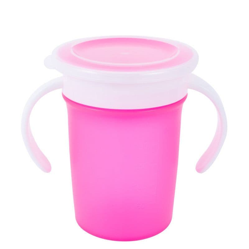 image-Leak Proof Silicone Baby Drinking Cup 360 Degree Rotating Magic Child Water Bottle With Double Handle Flip Lid Copos
