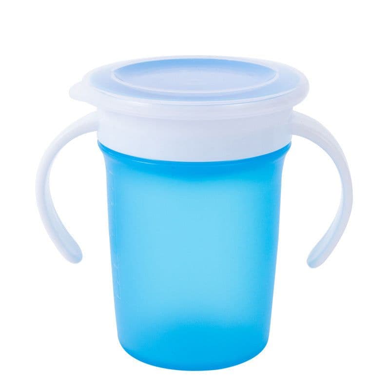 image-Leak Proof Silicone Baby Drinking Cup 360 Degree Rotating Magic Child Water Bottle With Double Handle Flip Lid Copos