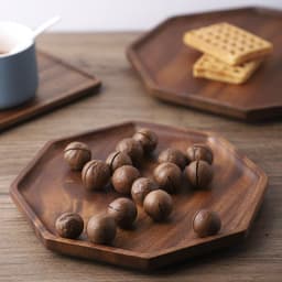 image-Japanese Style Wooden Solid Wood Log Octagonal Fruit Plate Tea Tray Walnut Household Water Cup Tray Meal Plate