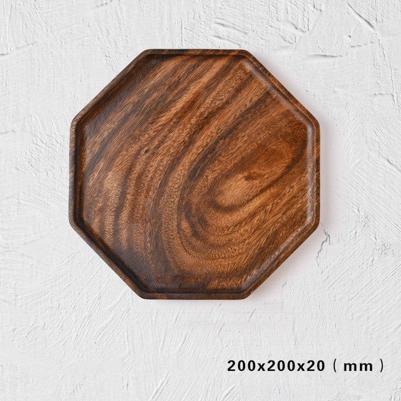image-Japanese Style Wooden Solid Wood Log Octagonal Fruit Plate Tea Tray Walnut Household Water Cup Tray Meal Plate