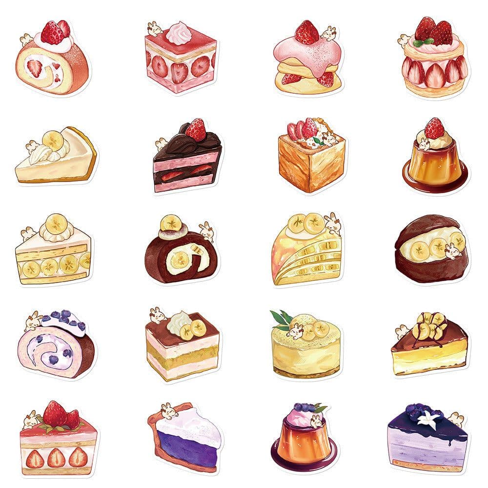 image-40 Original Hand-painted Cartoon Dessert Painting Phone Case Journal Book Computer IPad Water Cup Decorative Stickers