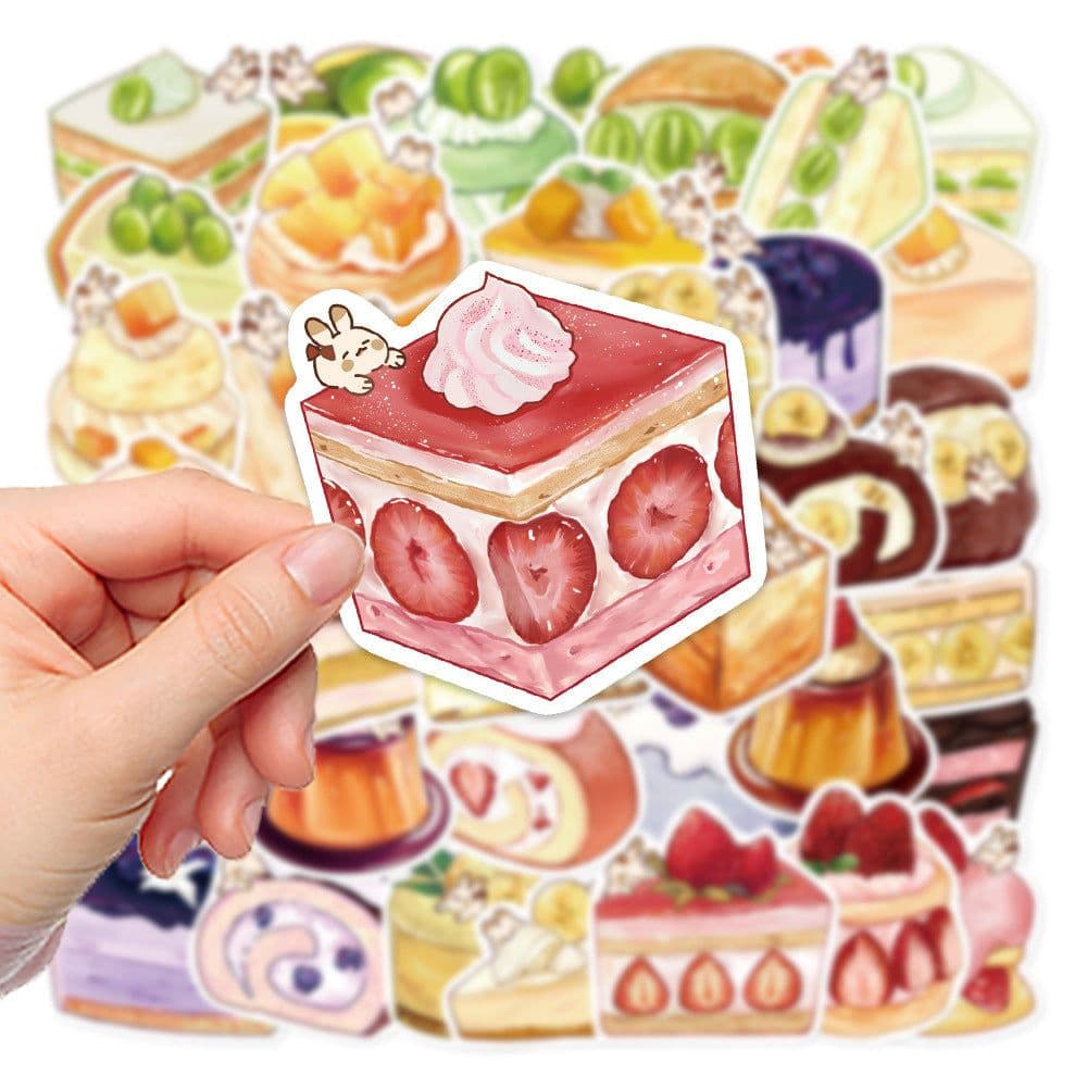 image-40 Original Hand-painted Cartoon Dessert Painting Phone Case Journal Book Computer IPad Water Cup Decorative Stickers