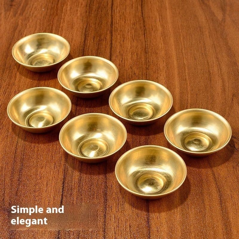 image-Buddha Worship Cup Offering Water Bowl Copper God Of Wealth Guanyin Tibetan Buddish Prayer Set Mini Home
