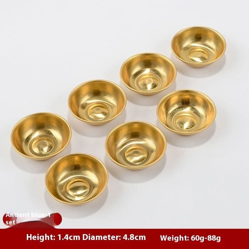 image-Buddha Worship Cup Offering Water Bowl Copper God Of Wealth Guanyin Tibetan Buddish Prayer Set Mini Home