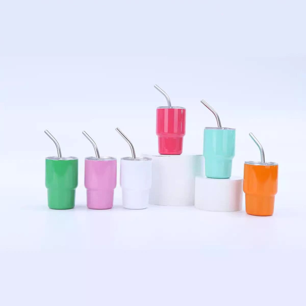 image-2oz Mini Small Capacity Sublimation Tass 304 Stainless Steel Water Cup With Straw For Women Beer Steins