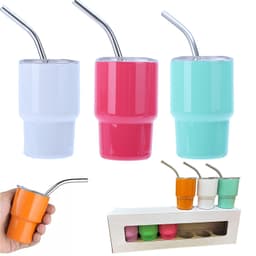 image-2oz Mini Small Capacity Sublimation Tass 304 Stainless Steel Water Cup With Straw For Women Beer Steins