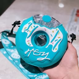 image-Cute Donut Ice Cream Water Bottle With Straw Creative Round Shape Cup Portable Leakproof Tritan Bottle