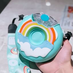 image-Cute Donut Ice Cream Water Bottle With Straw Creative Round Shape Cup Portable Leakproof Tritan Bottle