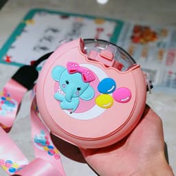 image-Cute Donut Ice Cream Water Bottle With Straw Creative Round Shape Cup Portable Leakproof Tritan Bottle