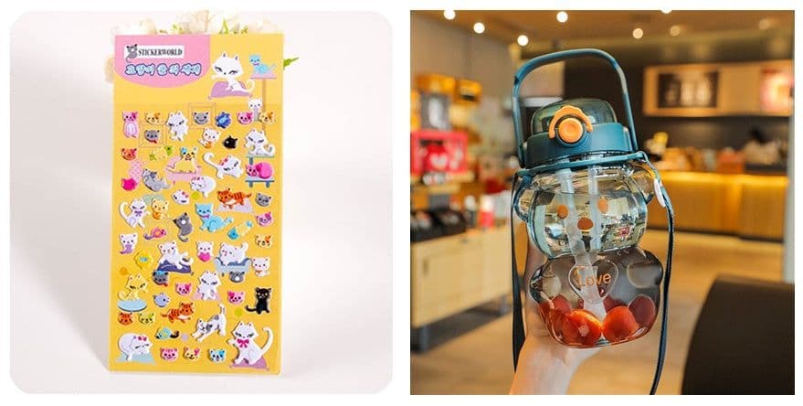 image-Internet Celebrity Bear Water Summer Student Cute Personality Double Drink Large Capacity Plastic Cup With Straw