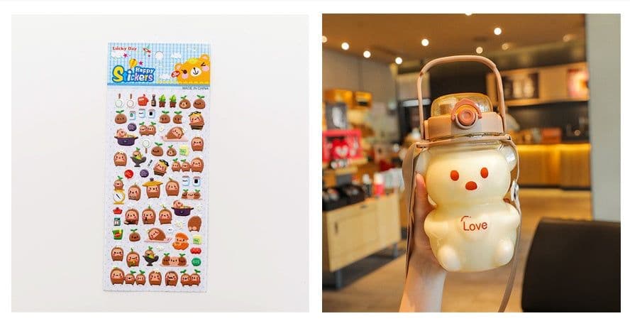 image-Internet Celebrity Bear Water Summer Student Cute Personality Double Drink Large Capacity Plastic Cup With Straw