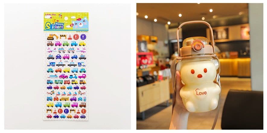 image-Internet Celebrity Bear Water Summer Student Cute Personality Double Drink Large Capacity Plastic Cup With Straw