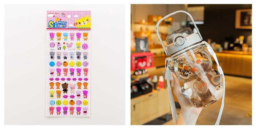 image-Internet Celebrity Bear Water Summer Student Cute Personality Double Drink Large Capacity Plastic Cup With Straw