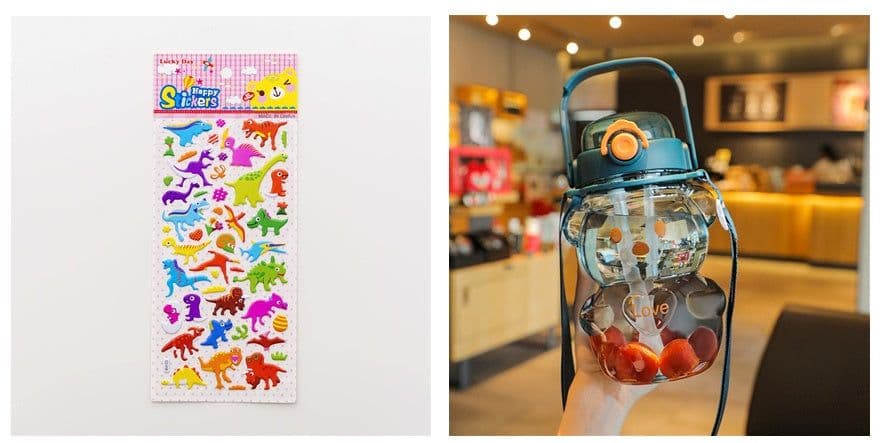 image-Internet Celebrity Bear Water Summer Student Cute Personality Double Drink Large Capacity Plastic Cup With Straw