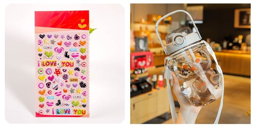 image-Internet Celebrity Bear Water Summer Student Cute Personality Double Drink Large Capacity Plastic Cup With Straw