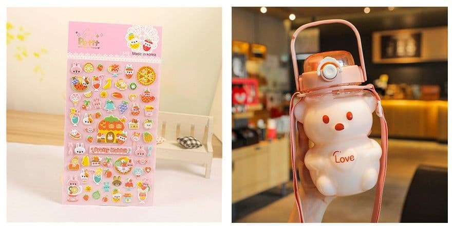 image-Internet Celebrity Bear Water Summer Student Cute Personality Double Drink Large Capacity Plastic Cup With Straw