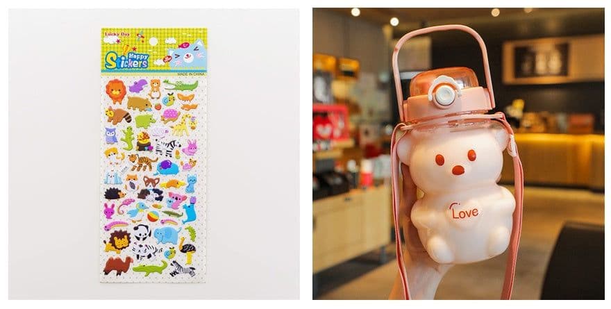 image-Internet Celebrity Bear Water Summer Student Cute Personality Double Drink Large Capacity Plastic Cup With Straw
