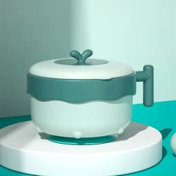 image-Baby Water Injection Insulation Bowl Anti-fall And Anti-scalding Baby Stainless Steel Suction Cup Bowl