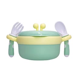 image-Baby Water Injection Insulation Bowl Anti-fall And Anti-scalding Baby Stainless Steel Suction Cup Bowl