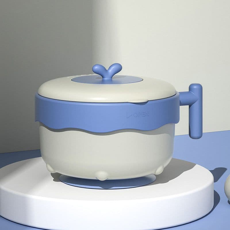 image-Baby Water Injection Insulation Bowl Anti-fall And Anti-scalding Baby Stainless Steel Suction Cup Bowl