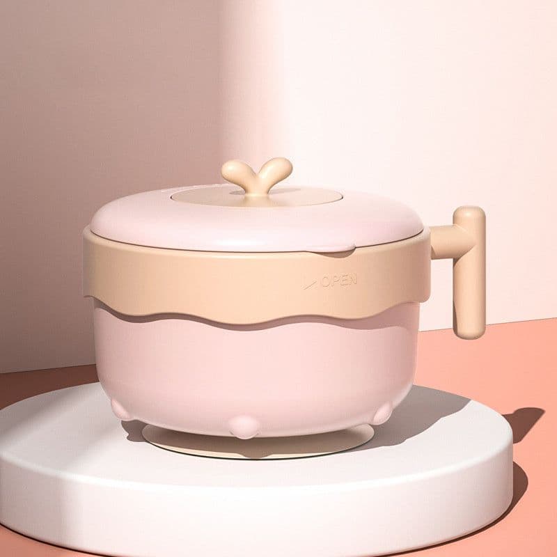 image-Baby Water Injection Insulation Bowl Anti-fall And Anti-scalding Baby Stainless Steel Suction Cup Bowl