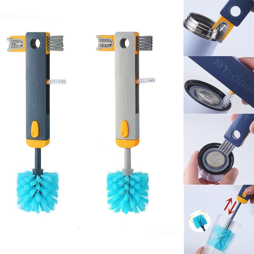 image-4 In 1 Bottle Gap Cleaner Brush Multifunctional Cup Cleaning Brushes Water Bottles Clean Tool Mini Silicone U-shaped Brush Kitchen Gadgets
