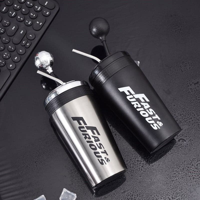 image-Stainless Steel Car Water Bottle With Straw Drink Bottle Fast And Furious 10 Thermos Cup With Lid Rocker Drinking Set 500ml