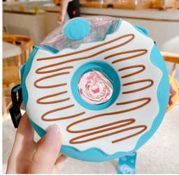 image-Donut Straw Cup Water Cup Drop-proof Portable Strap Plastic Cute Water Bottle