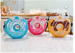 image-Donut Straw Cup Water Cup Drop-proof Portable Strap Plastic Cute Water Bottle