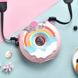 image-Donut Straw Cup Water Cup Drop-proof Portable Strap Plastic Cute Water Bottle