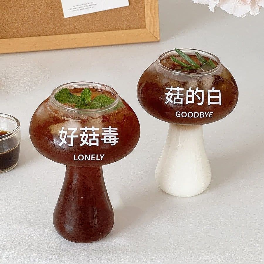 image-Creative Funny Internet Celebrity Water Cup Printed Mushroom Cup Glass Cup