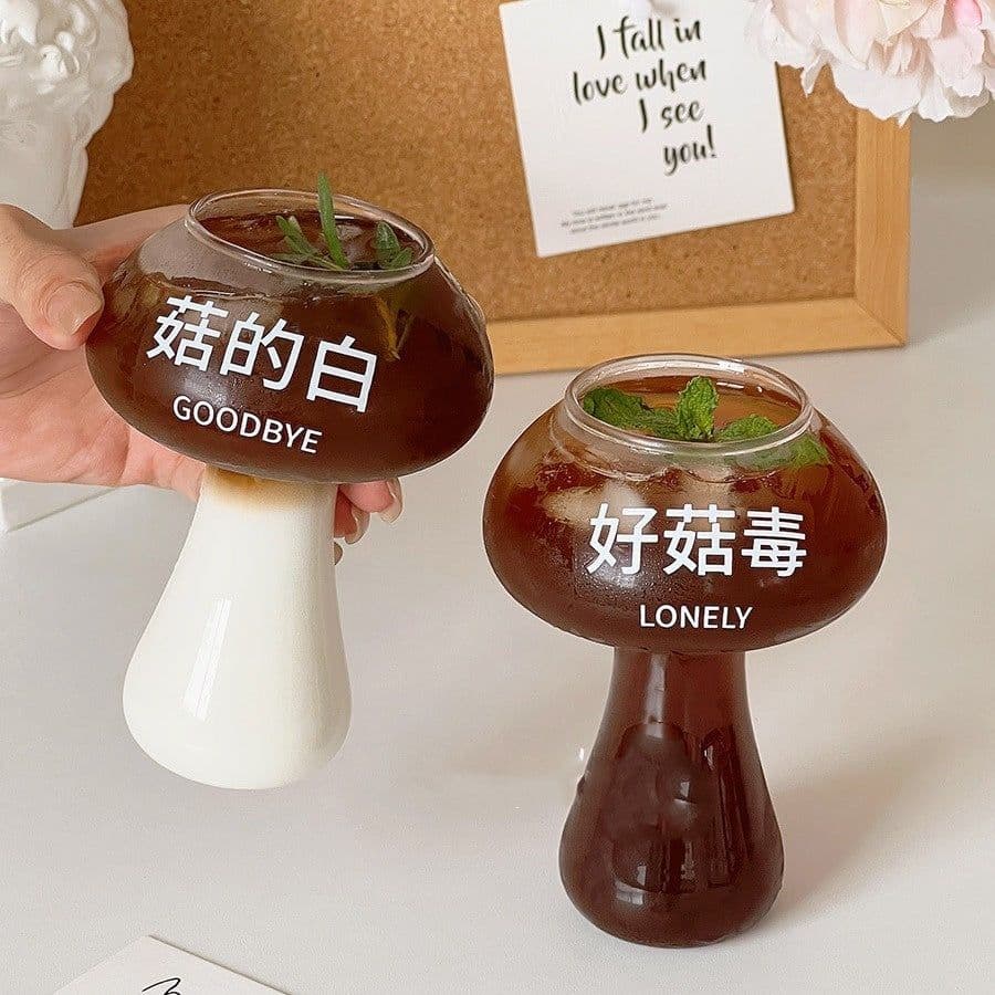 image-Creative Funny Internet Celebrity Water Cup Printed Mushroom Cup Glass Cup