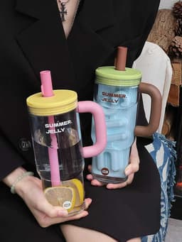 image-Cup With Straw Large Capacity Portable Tritan Water Cup