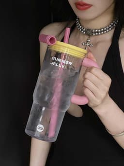 image-Cup With Straw Large Capacity Portable Tritan Water Cup