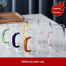 image-Glass Handle Water Cup Household Heat-resistant Breakfast Cup