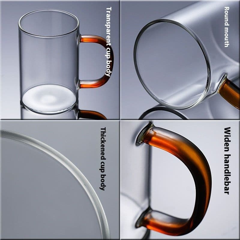image-Glass Handle Water Cup Household Heat-resistant Breakfast Cup